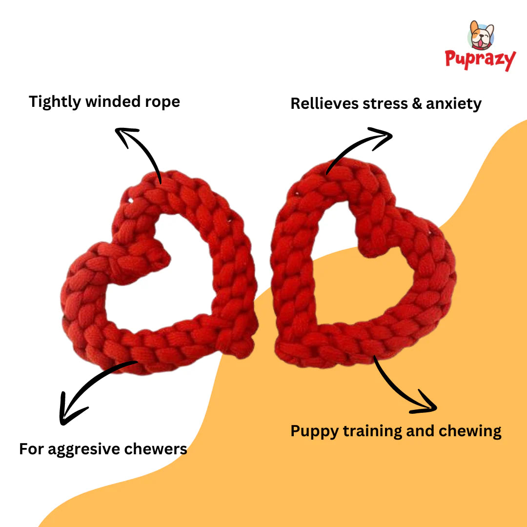 heart shaped rope chew toy