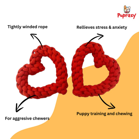heart shaped rope chew toy